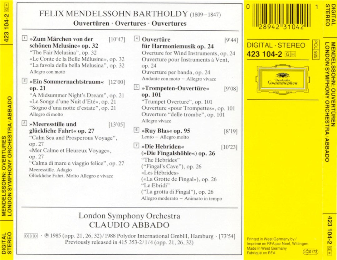 Mendelssohn: Overtures cover art