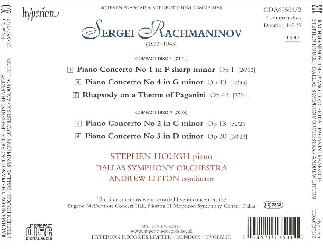 Rachmaninov: The Piano Concertos; Paganini Rhapsody cover art