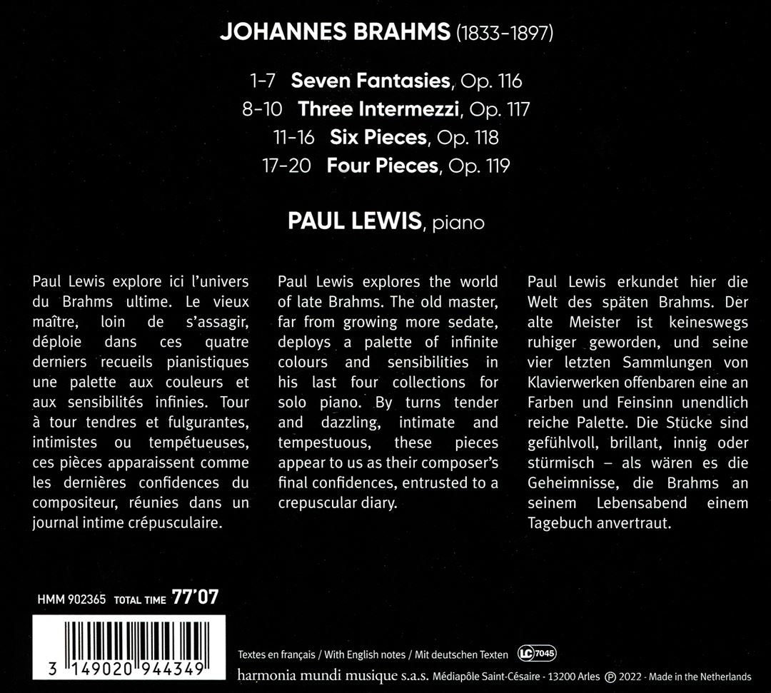 Brahms: Late Piano Works, Opp. 116-119 cover art