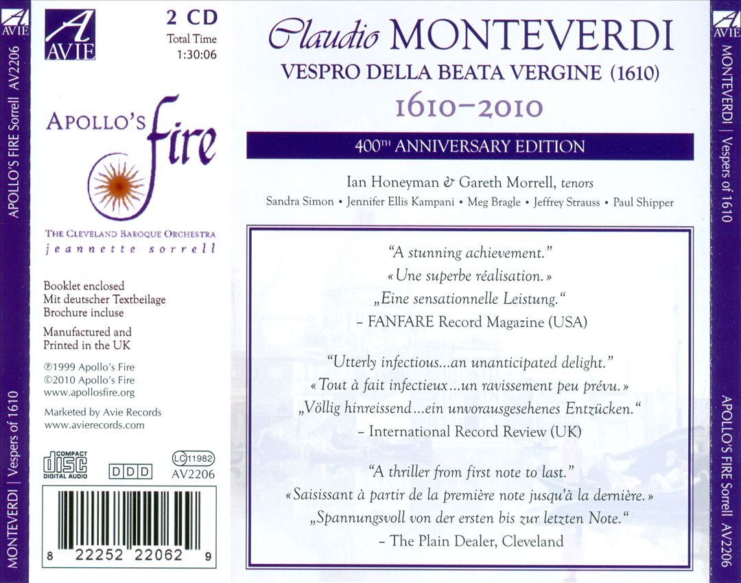 Claudio Monteverdi: Vespers of 1610 cover art