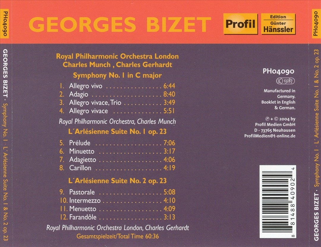 Bizet: Symphony No. 1; L'Arlésienne Suites Nos. 1 & 2 cover art