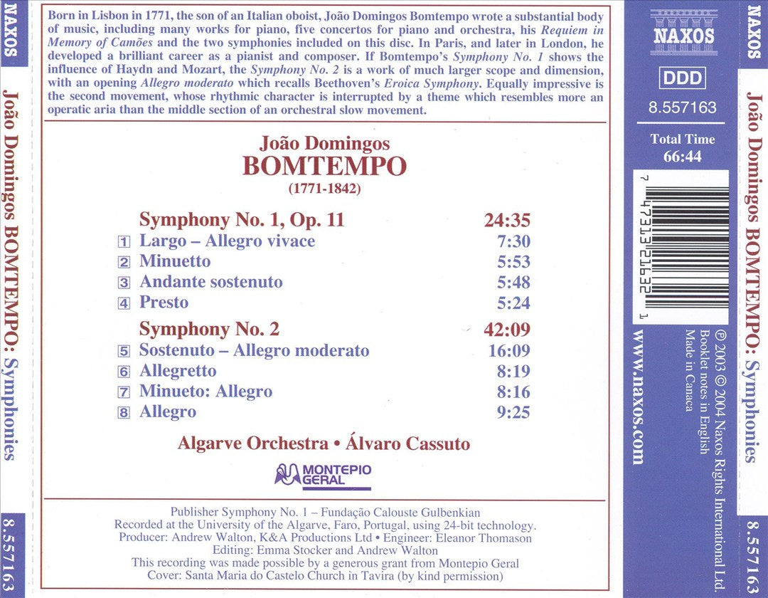 João Domingos Bomtempo: Symphonies Nos. 1 & 2 cover art