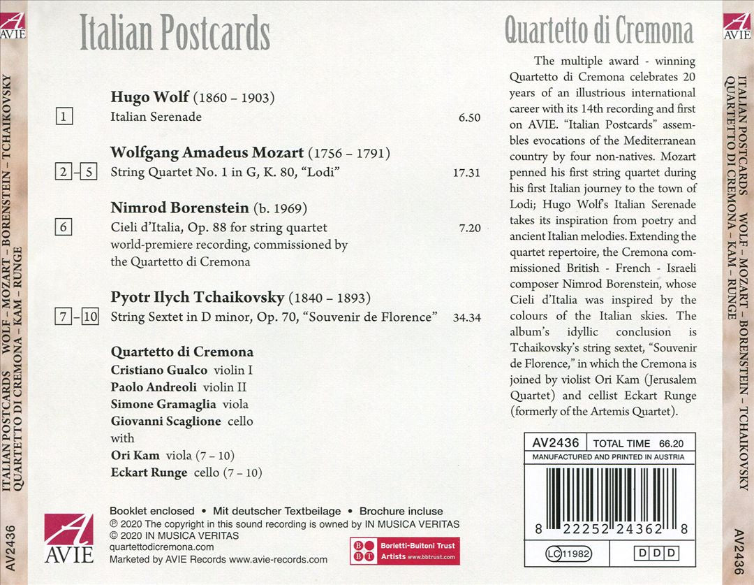 Italian Postcards: Wolf, Mozart, Borenstein, Tchaikovsky cover art