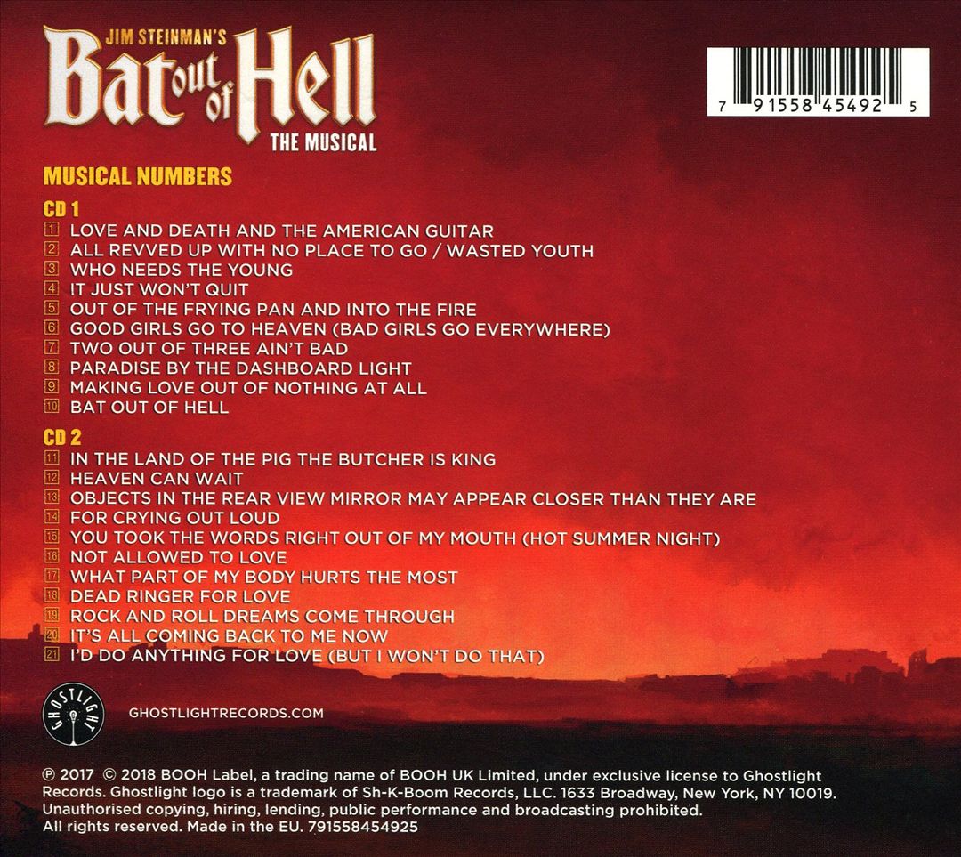 Jim Steinman's Bat out of Hell: The Musical [Original Cast Recording] cover art