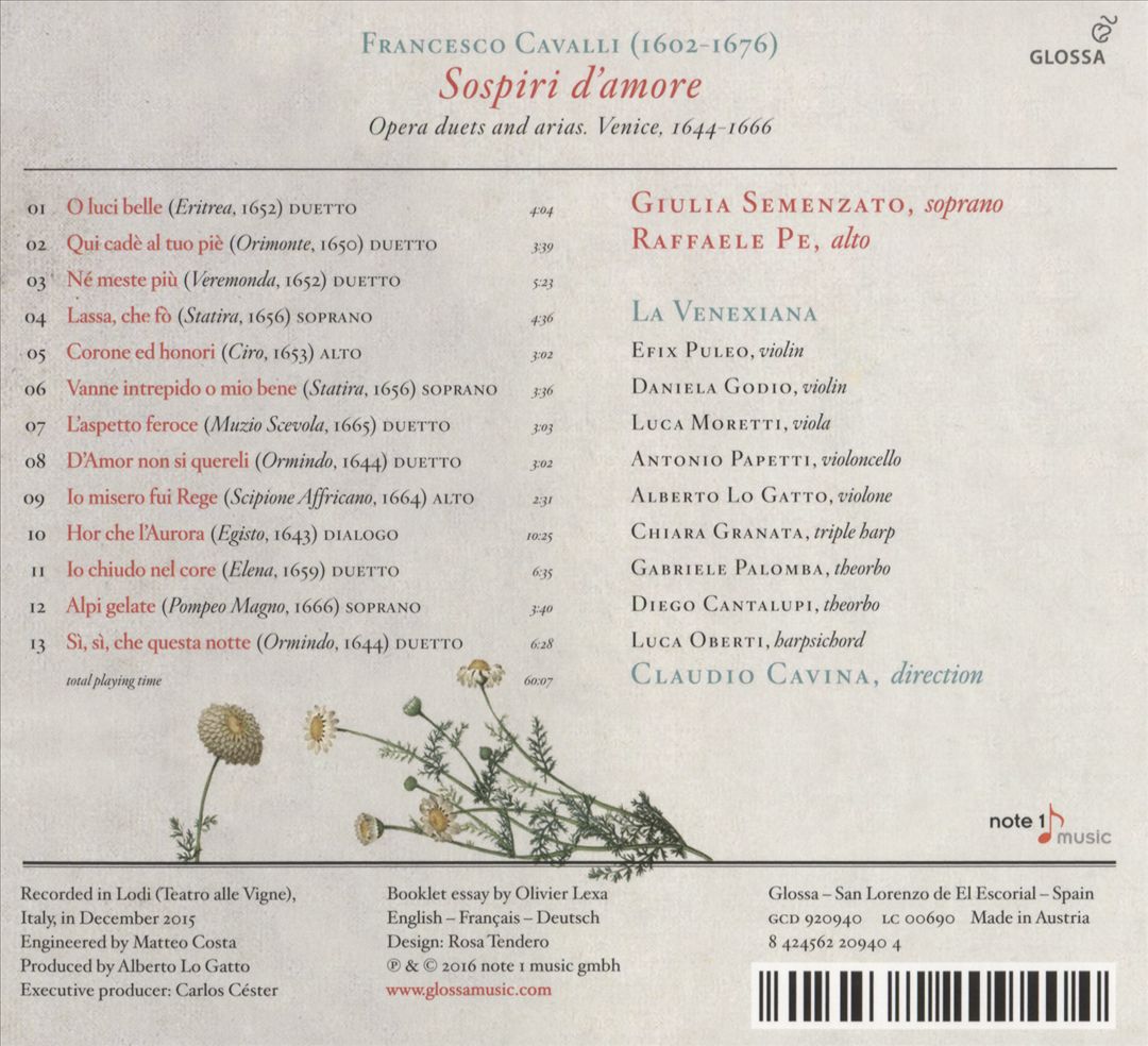 Francesco Cavalli: Sospiri d'amore cover art