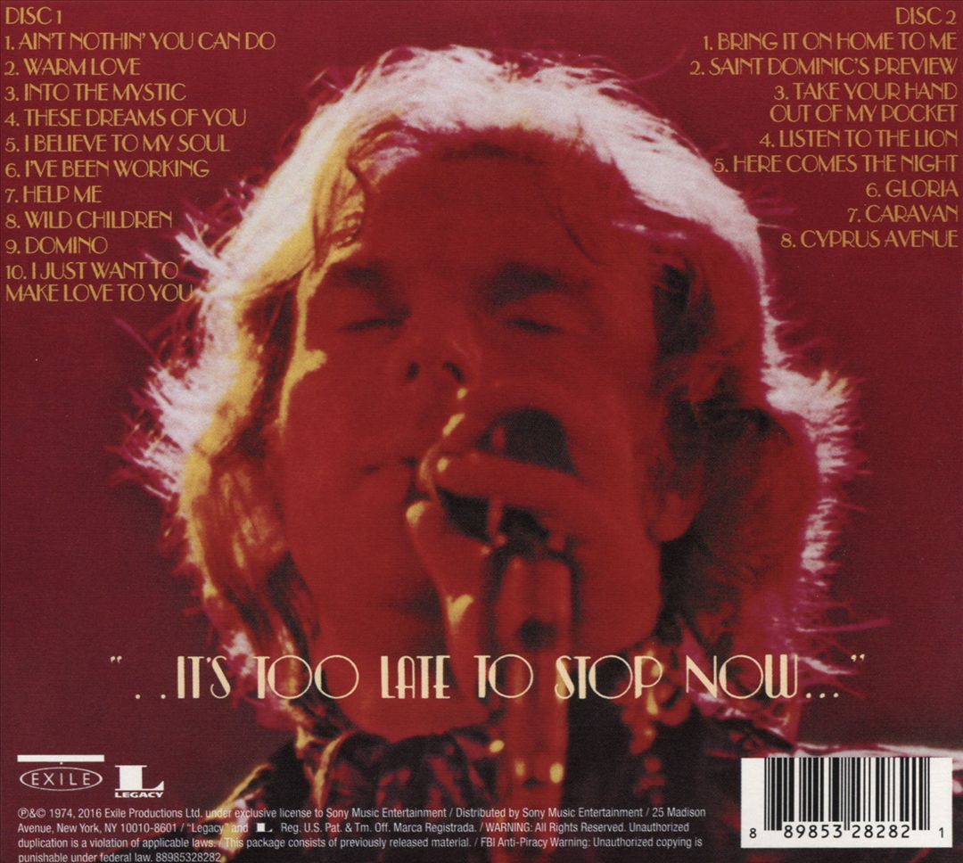 It's Too Late to Stop Now, Vol. 1 [Live] cover art