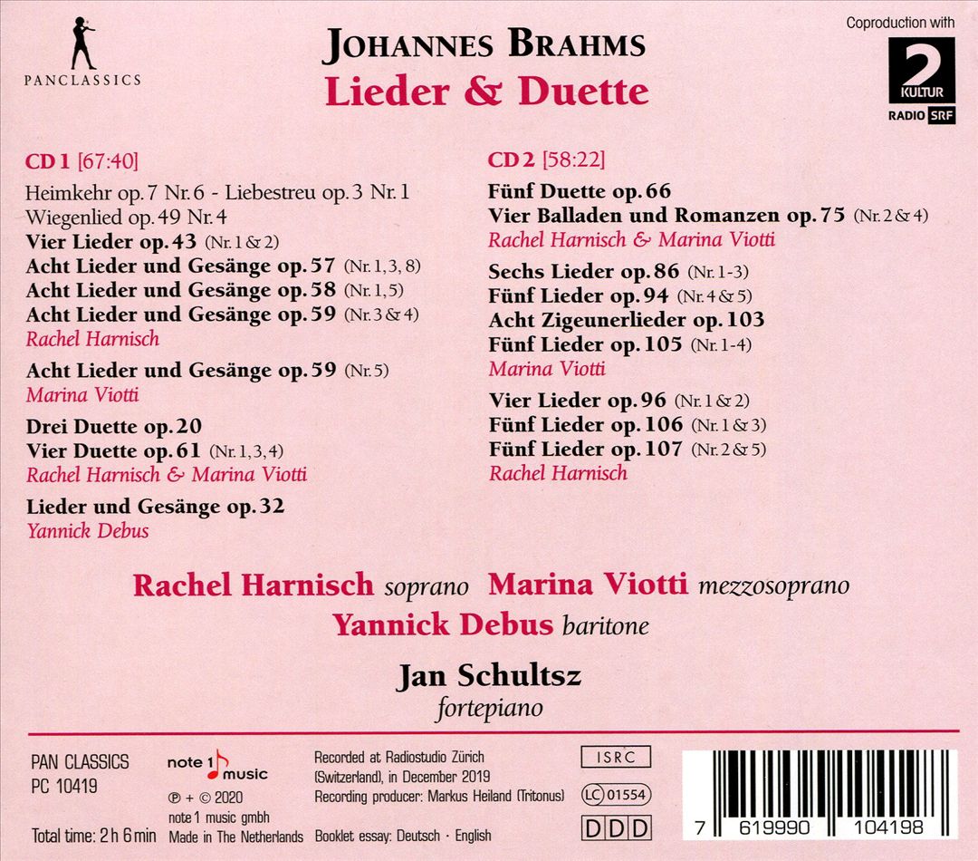 Johannes Brahms: Lieder & Duette cover art