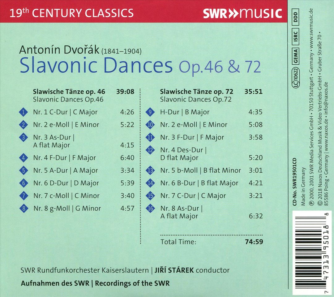 Antonín Dvorák: Slavonic Dances Op. 46 & Op. 72 cover art
