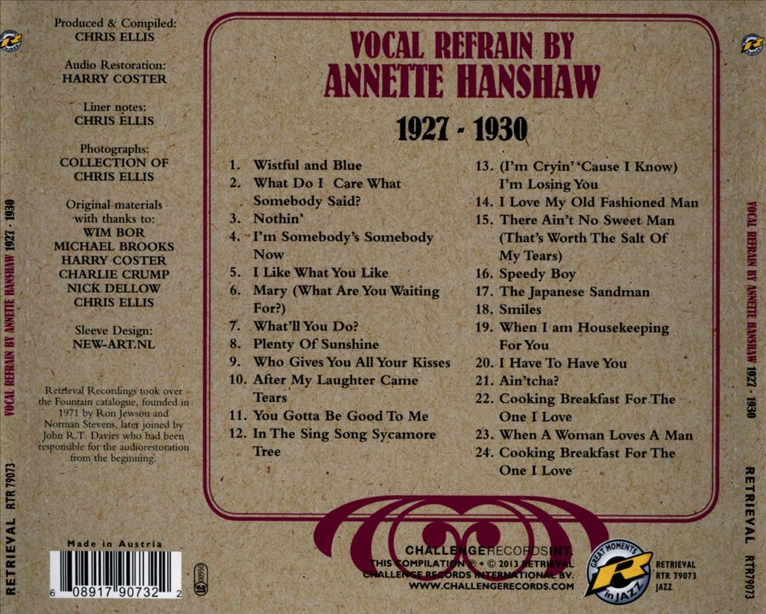 Vocal Refrain by Annette Hanshaw 1927-1930 cover art