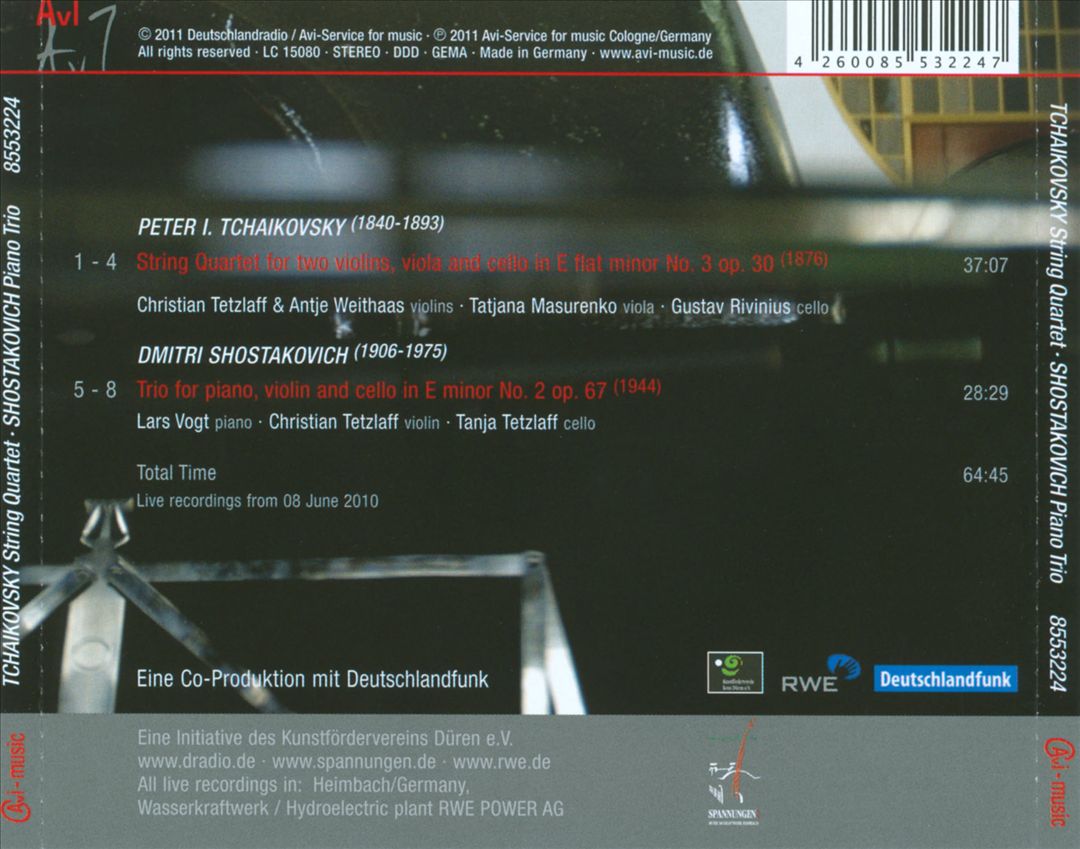 Tchaikovsky: String Quartet No. 3; Shostakovich: Piano Trio No. 2 cover art