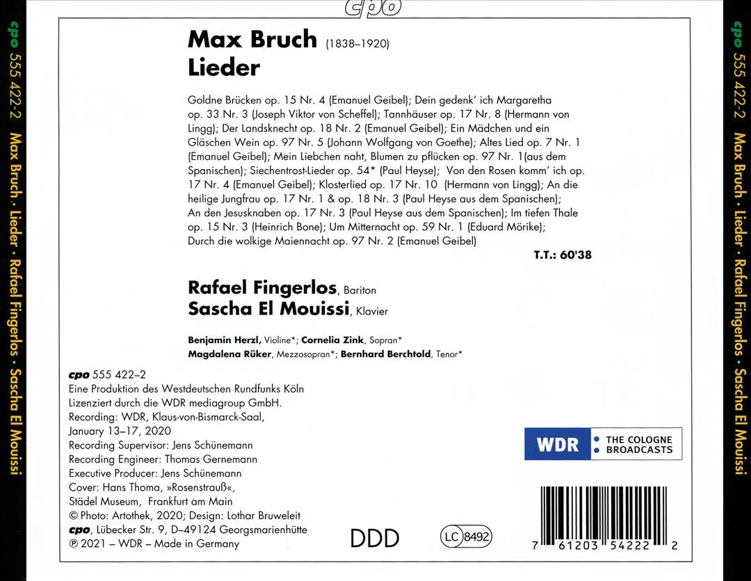 Max Bruch: Lieder cover art