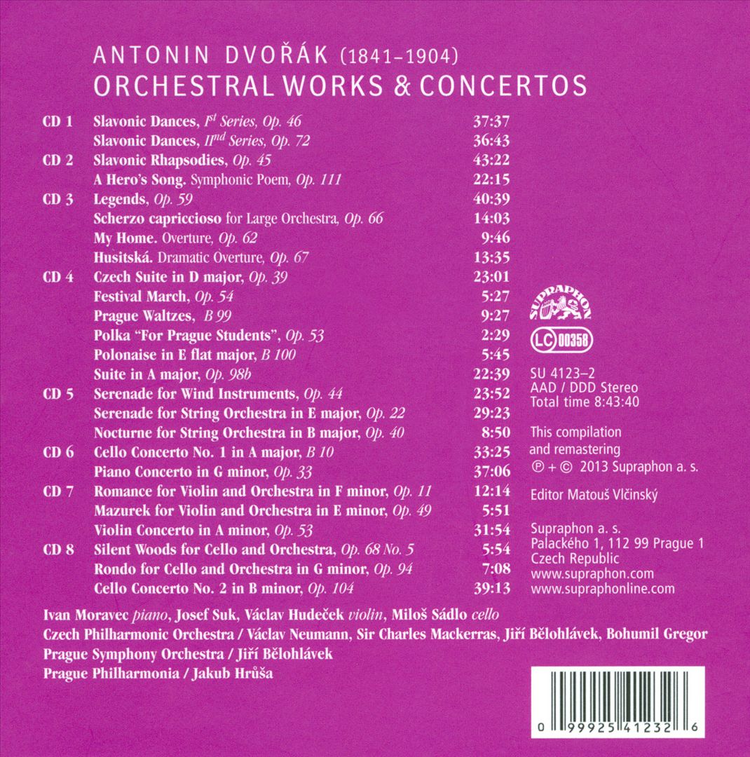 Dvorák: Orchestral Works & Concertos cover art
