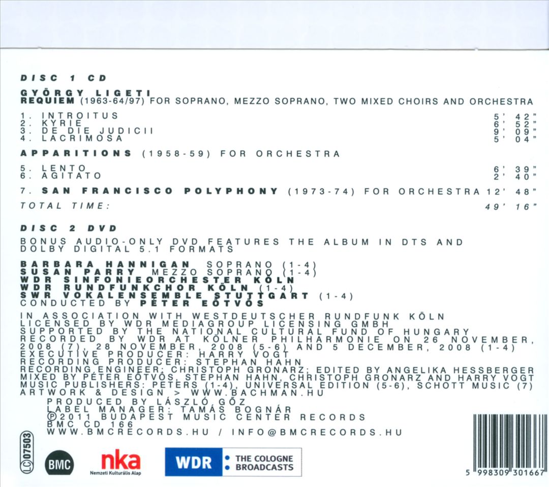 György Ligeti: Requiem; Apparitions; San Francisco Polyphony cover art