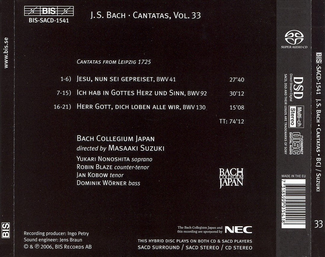 Bach: Cantatas, Vol. 33 cover art