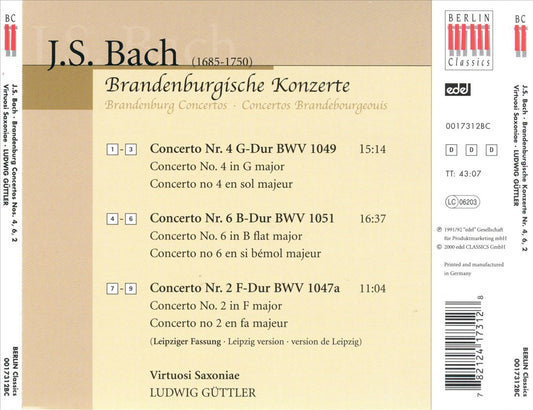 Bach: Brandenburgische Konzerte 4, 6, 2 cover art