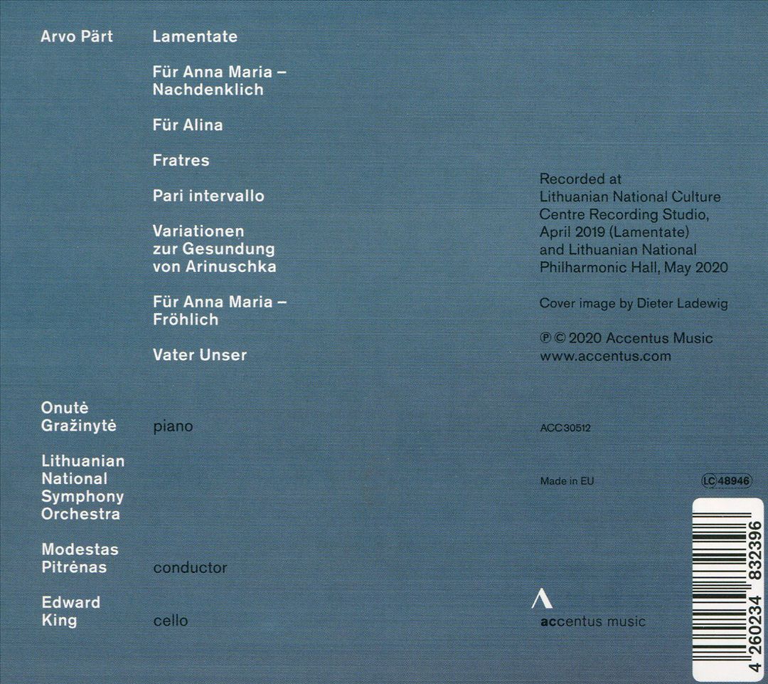 Arvo Pärt: Lamentate cover art