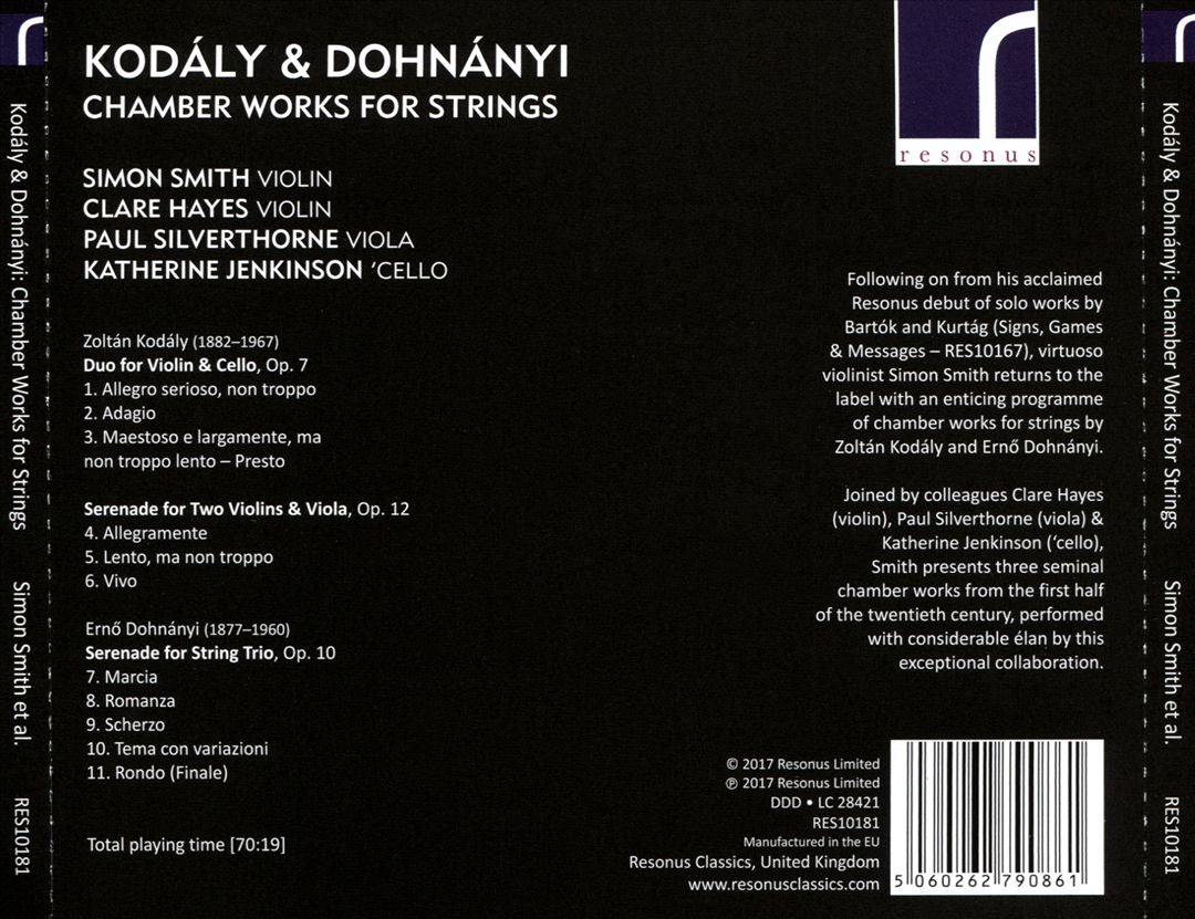 Kodály, Dohnányi: Chamber Works for Strings cover art