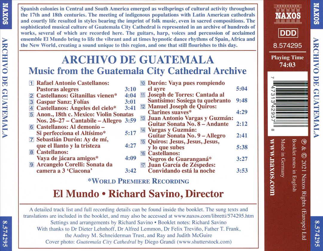 Archivo de Guatemala: Music from the Guatemala City Cathedral Archive cover art