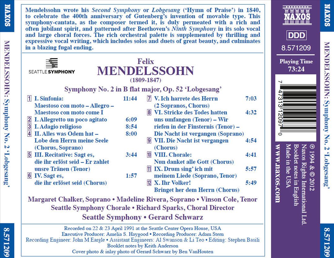 Mendelssohn: Symphony No. 2 cover art