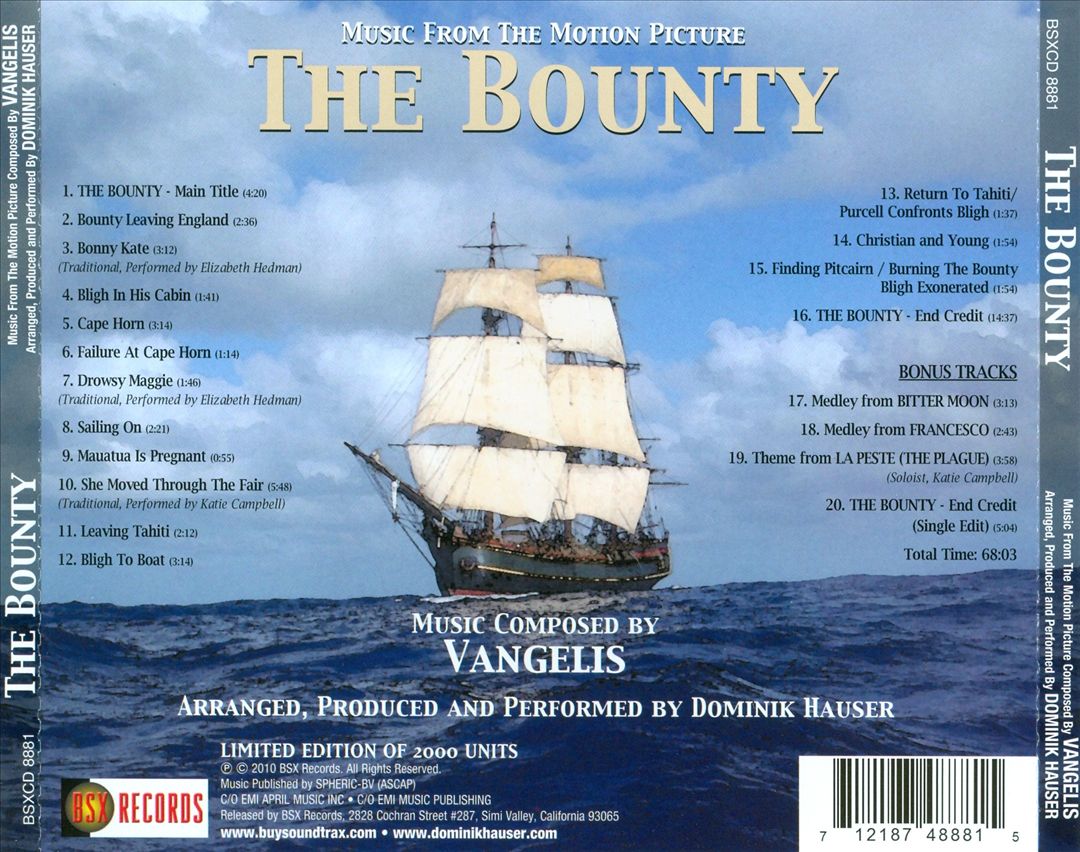 Vangelis: The Bounty - Music from the Motion Picture [New Recording] cover art