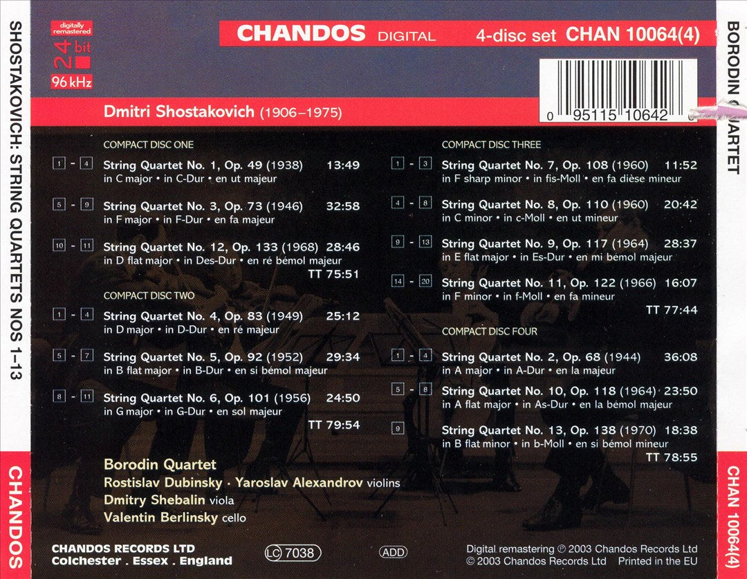 Shostakovich: String Quartets 1-13 cover art