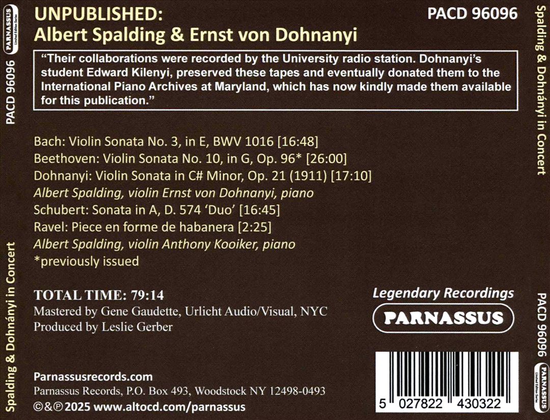 Unpublished: Spalding & Dohnányi in Concert cover art