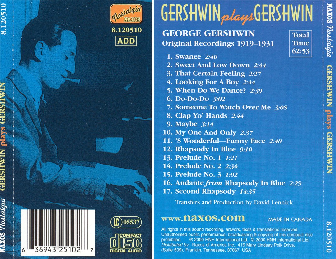Gershwin Plays Gershwin [Naxos] cover art