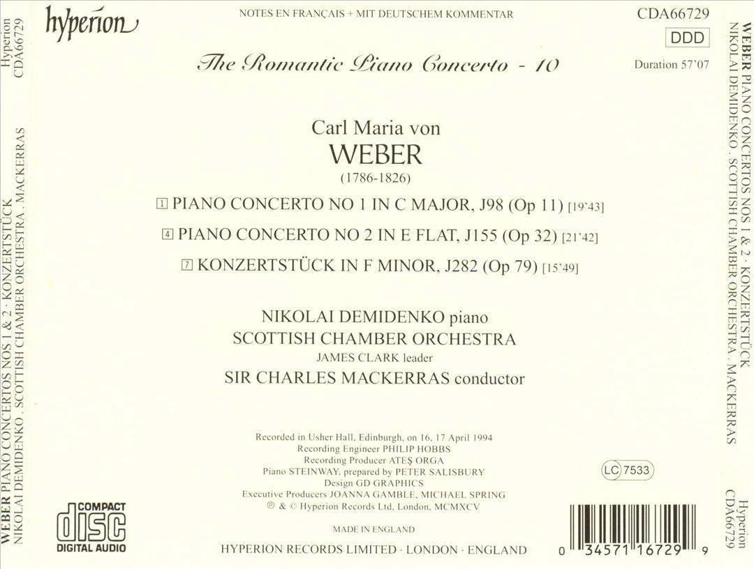 Weber: Piano Concerto No. 1 in C minor; Piano Concerto No. 2 in E flat major; Koncertstück in F minor cover art