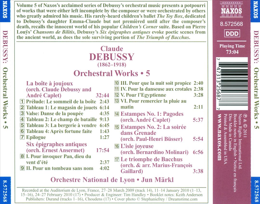 Debussy: Orchestral Works, Vol. 5 - La Boîte à Joujoux; Estampes Nos. 1 and 2; Etc. cover art