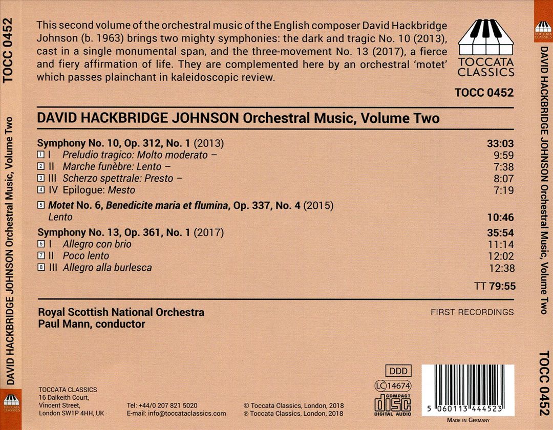 David Hackbridge Johnson: Orchestral Music, Vol. 2 cover art