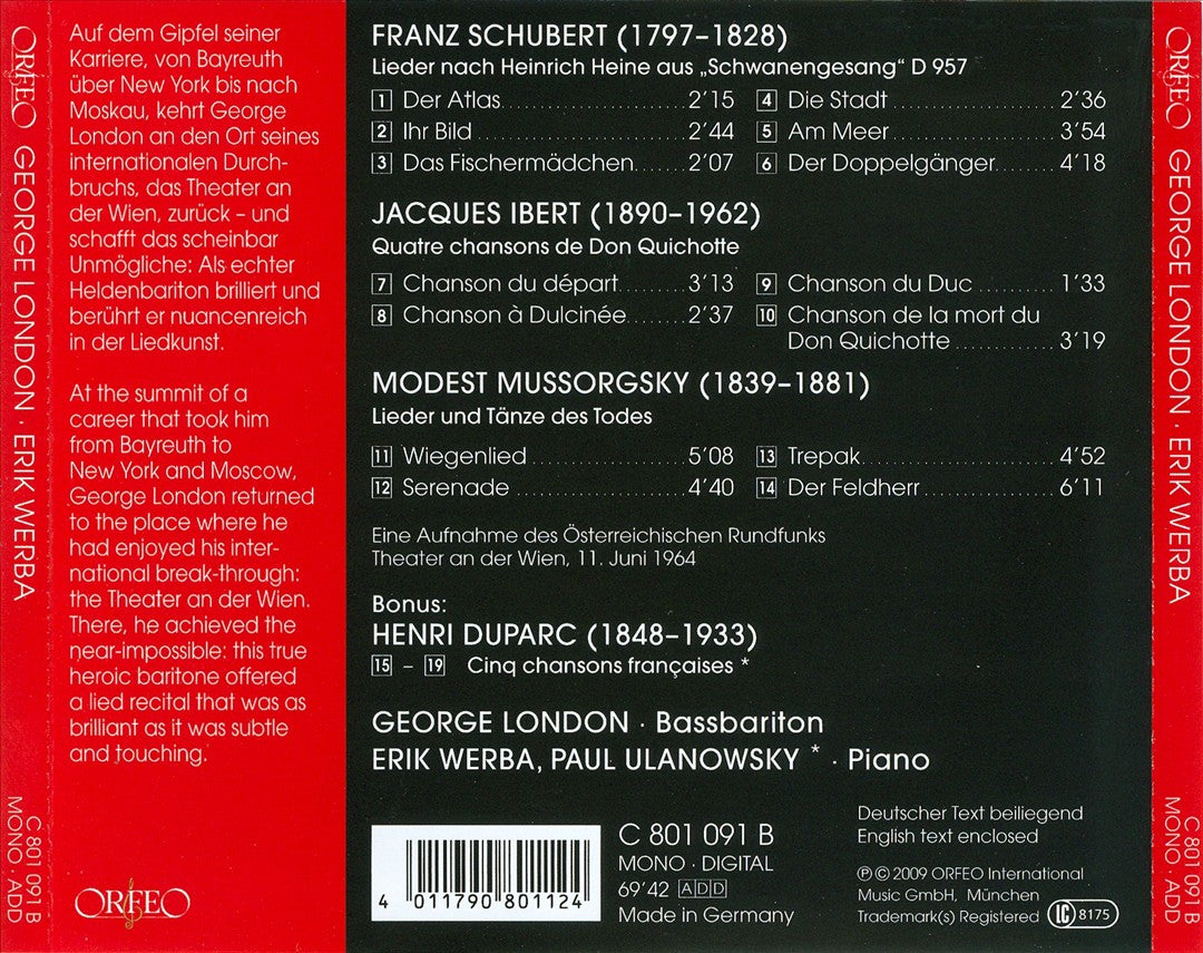 George London sings Schubert, Ibert & Mussorgsky cover art