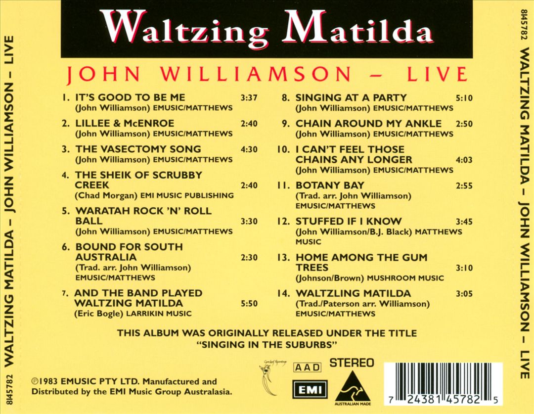 Waltzing Matilda: John Williamson Live! cover art