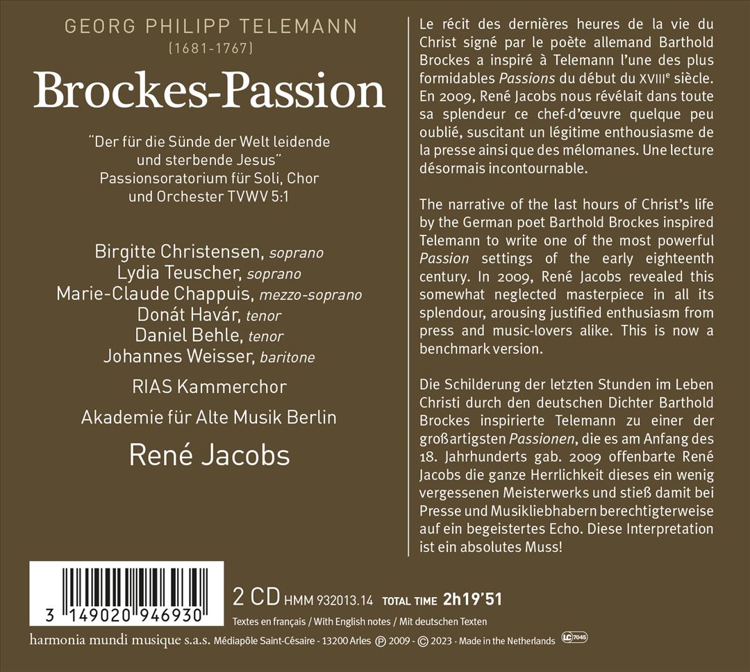 Telemann: Brockes-Passion cover art