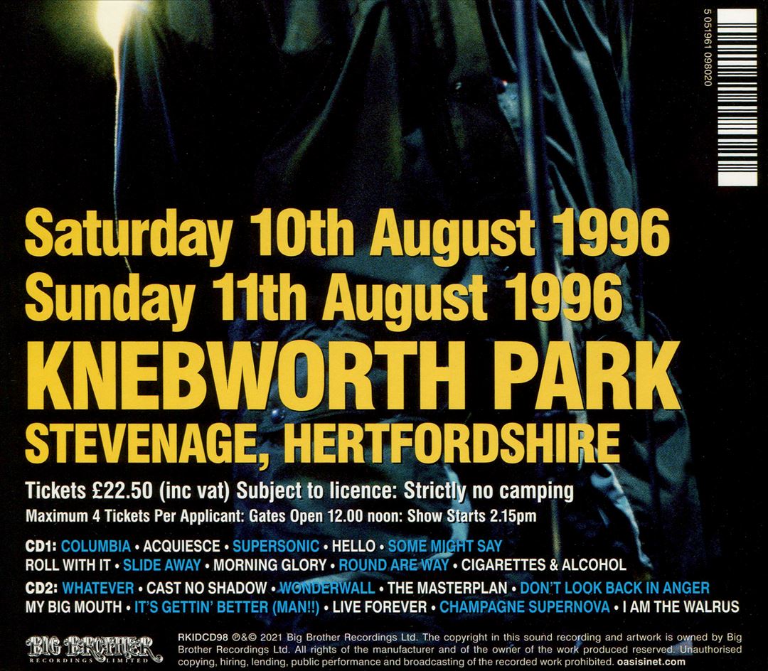 Knebworth 1996 cover art