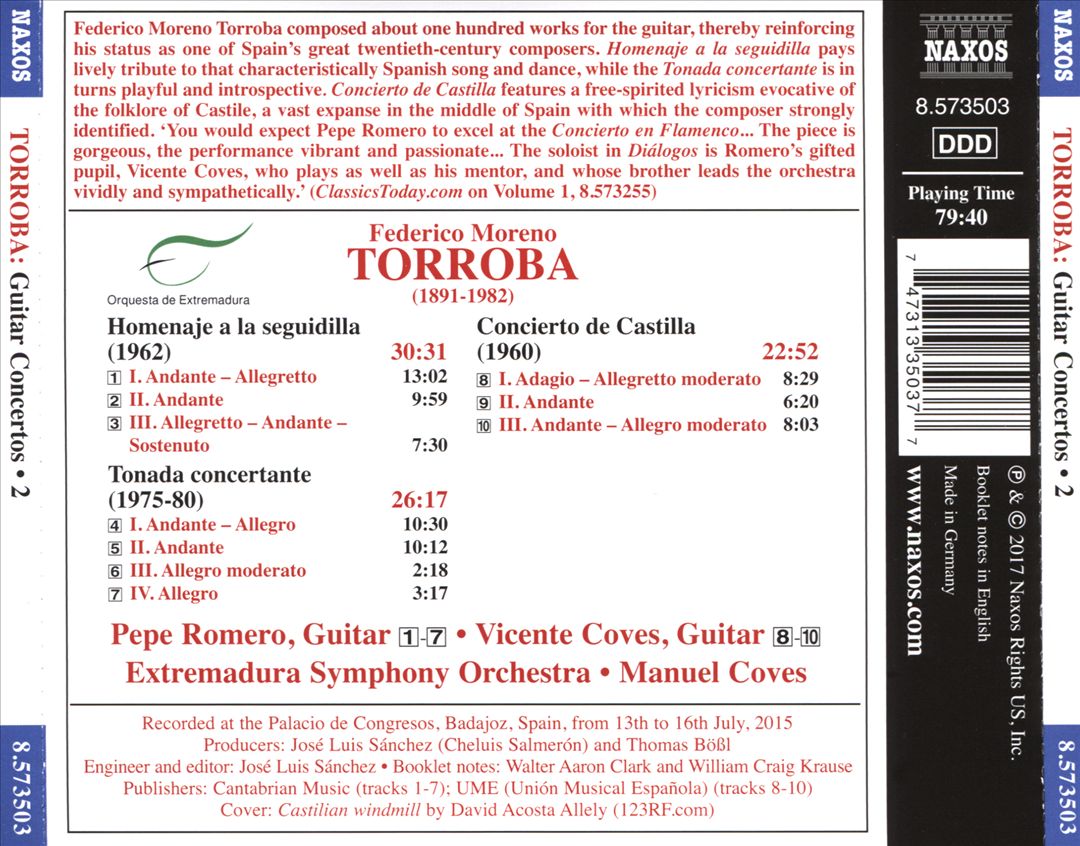 Federico Moreno Torroba: Guitar Concertos, Vol. 2 cover art