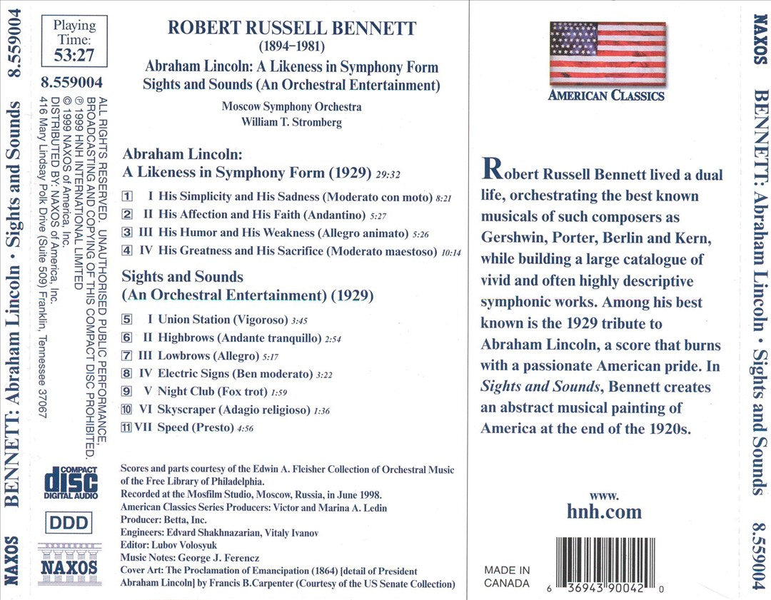 Robert Russell Bennett: Lincoln: Likeness in Symphony cover art