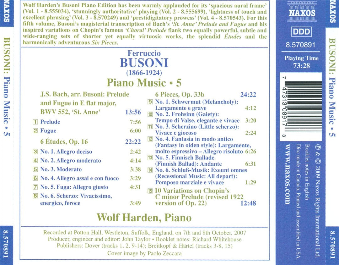 Busoni: Piano Music, Vol. 5 cover art