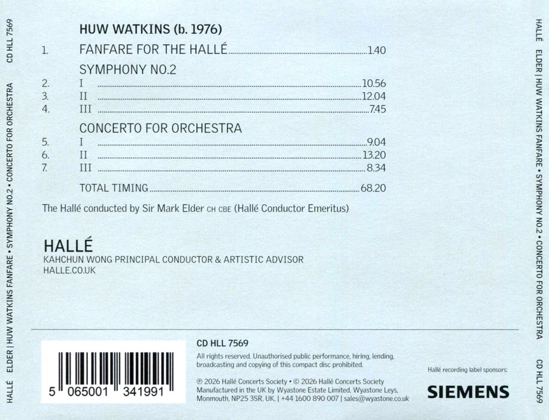Huw Watkins: Fanfare; Symphony No. 2; Concerto for Orchestra cover art