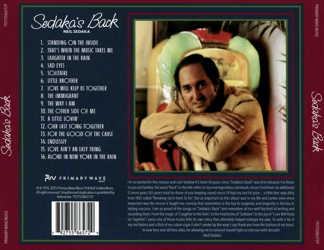 Sedaka's Back cover art