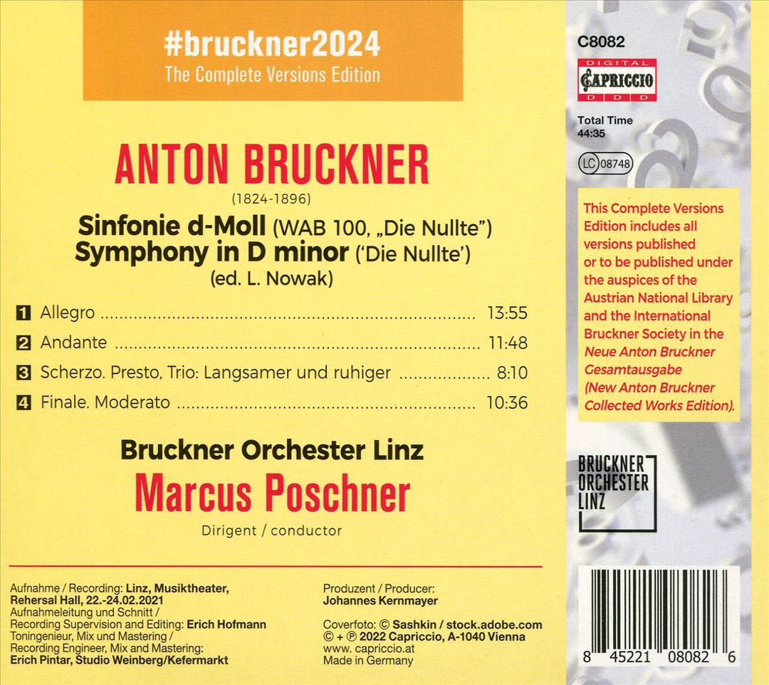 Bruckner: Symphony #0 'Die Nullte' cover art