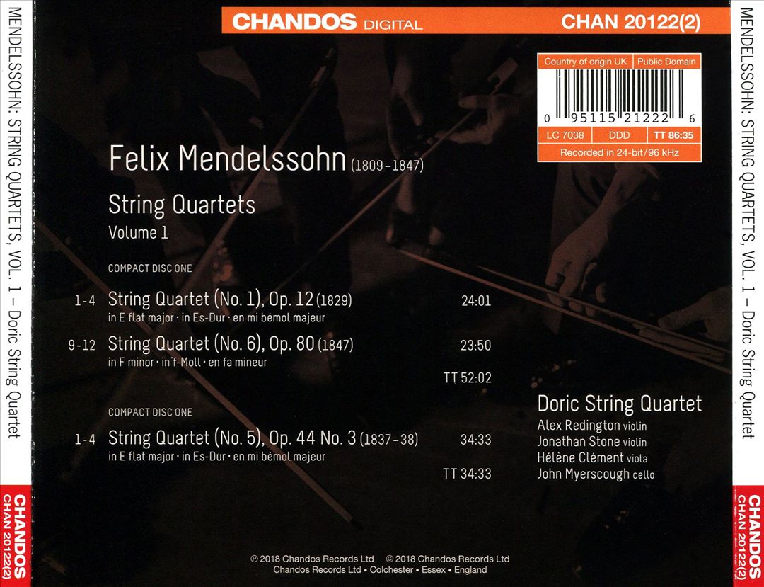 Mendelssohn: String Quartets cover art