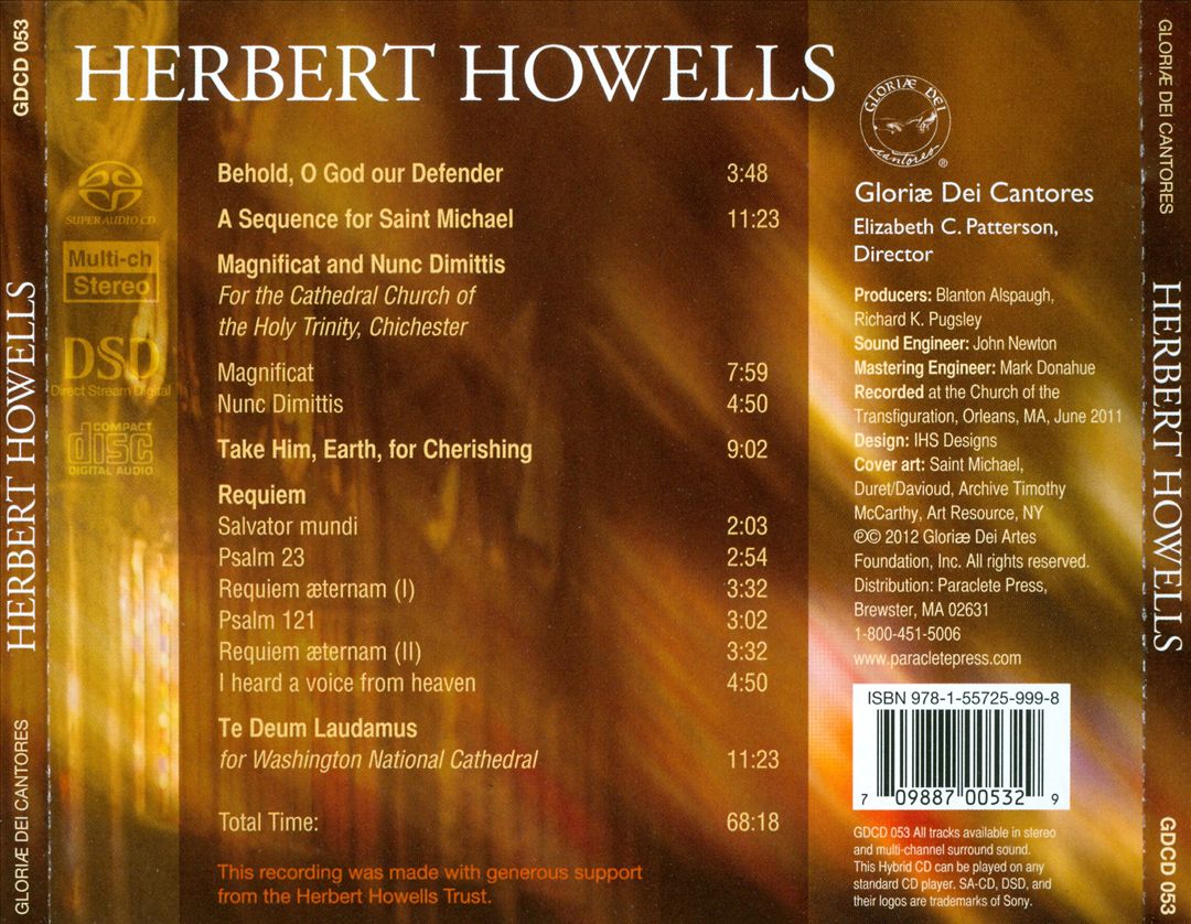Herbert Howells: A Sequence for St. Michael; Requiem; Take Him, Earth for Cherishing cover art