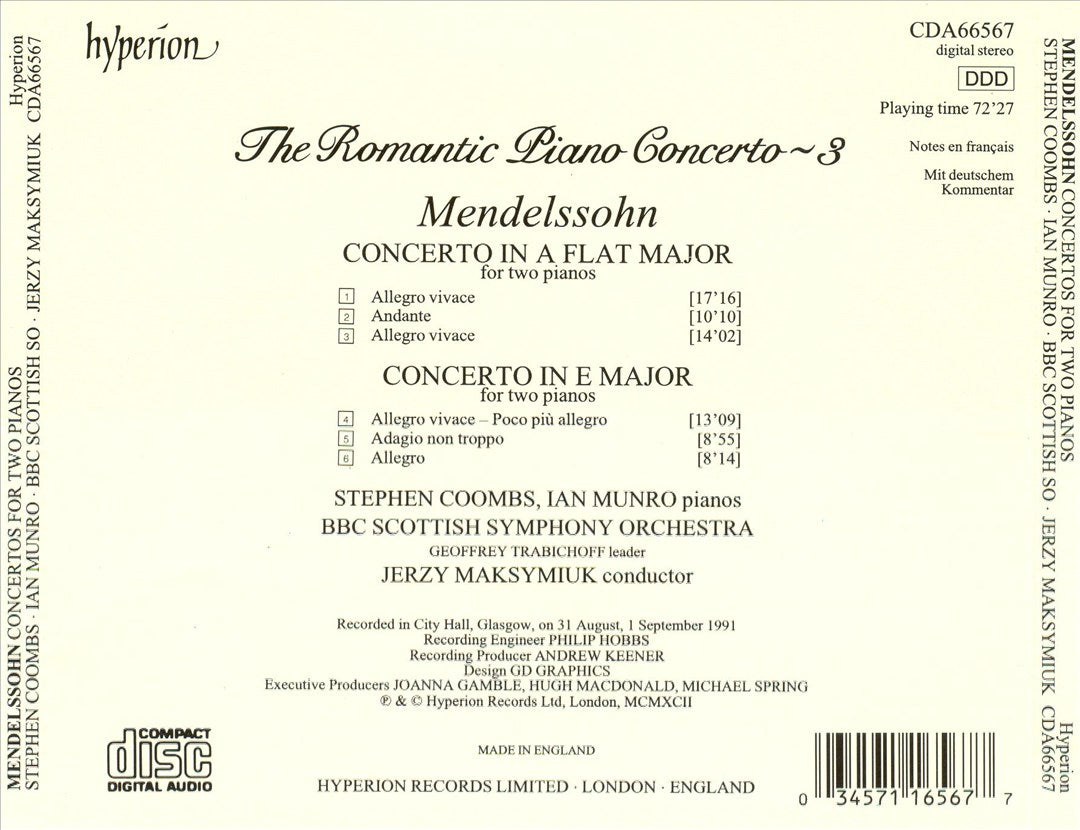 Mendelssohn: The Concertos for Two Pianos cover art