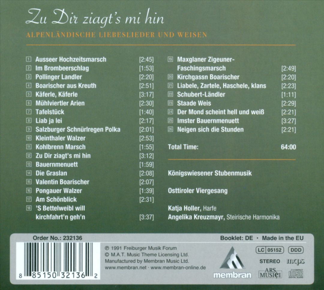 Zu Dir ziagt's mi hin: Alpenländische Liebeslieder und Wiesen cover art