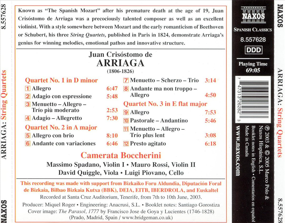 Juan Crisóstomo de Arriaga: String Quartets cover art