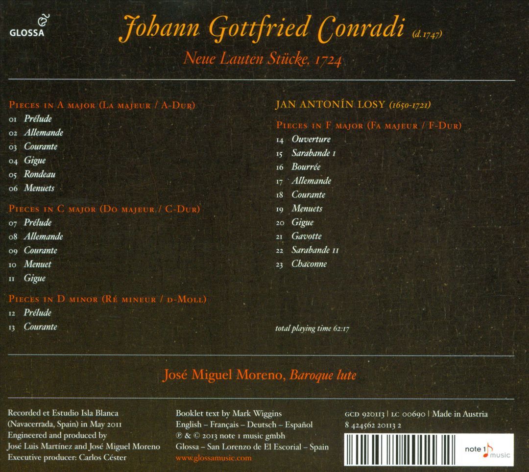 Johann Gottfried Conradi: Neue Lauten Stücke, 1724 cover art