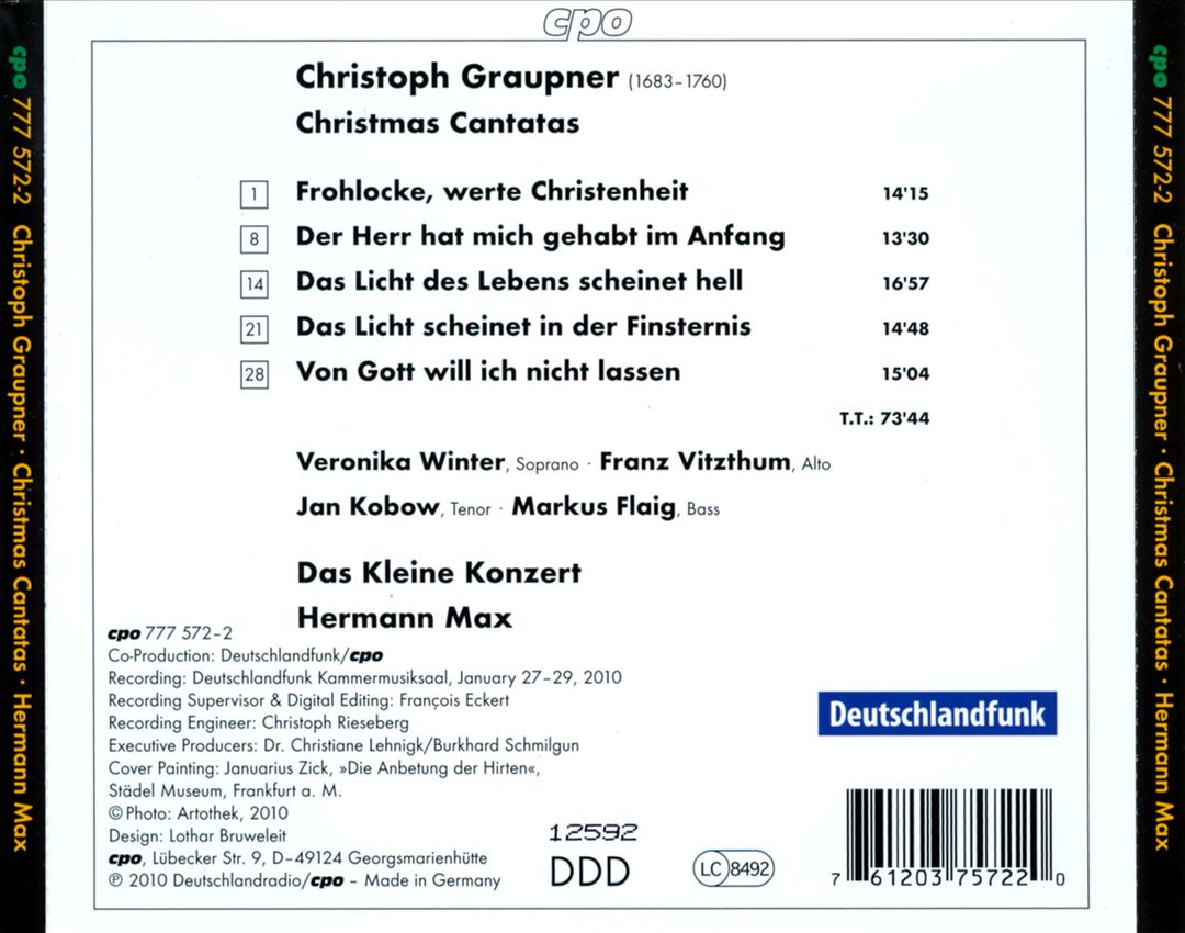Christoph Graupner: Christmas Cantatas cover art