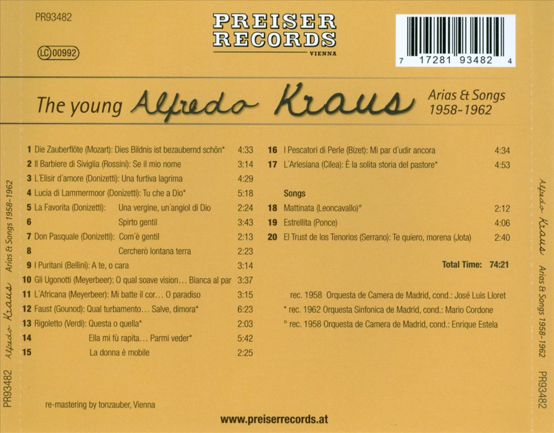 Young Alfredo Kraus cover art