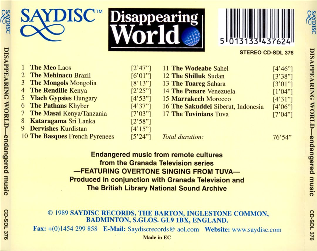Disappearing World: Endangered Music cover art