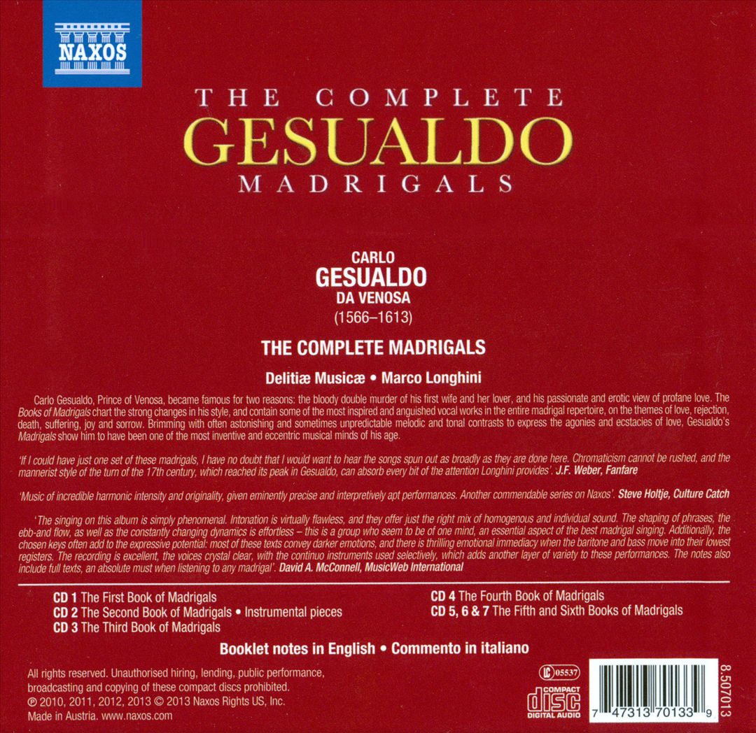 Gesualdo: The Complete Madrigals cover art